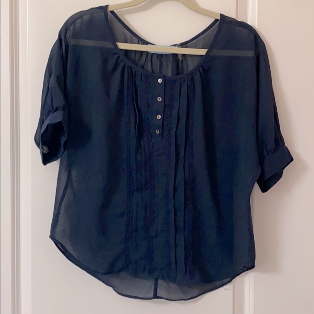 Navy Blue sheer blouse